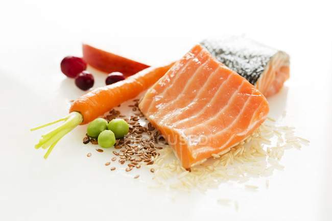 Свіжий лосось з різними інгредієнтами — стокове фото