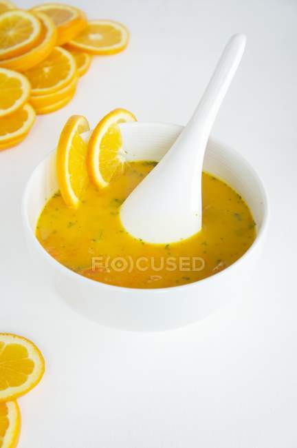 Carrot and orange soup — Stock Photo