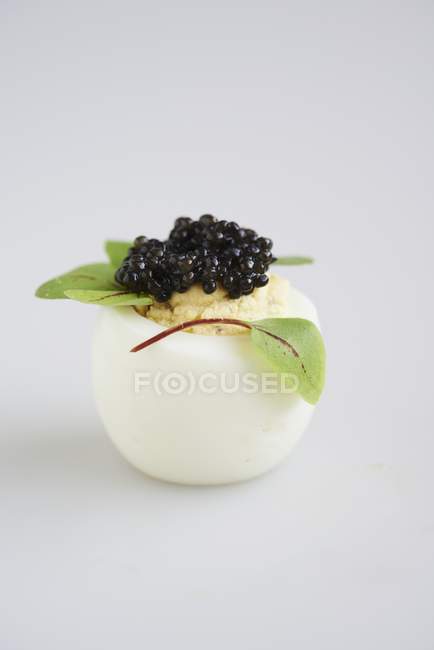 Deviled Egg with Truffle Oil — Stock Photo