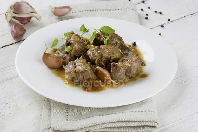 Venison stew on plate — Stock Photo