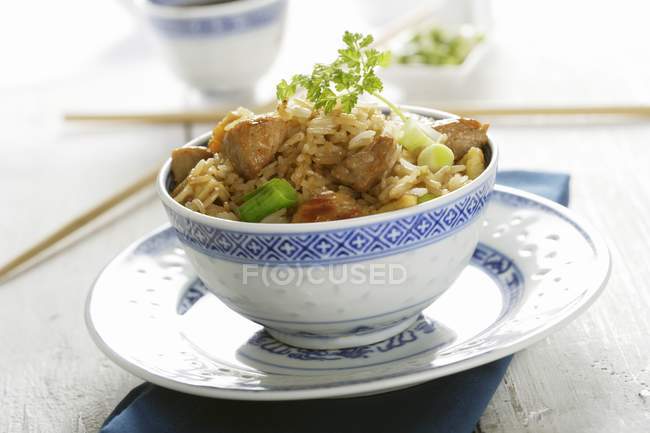 Fried rice with pork and vegetables — Stock Photo