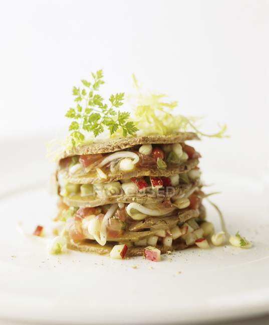 Tower of vegetable tartare — Stock Photo
