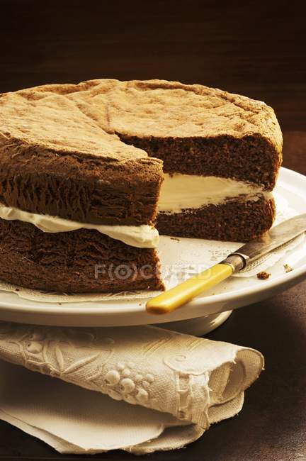 Light chocolate sponge cake — Stock Photo