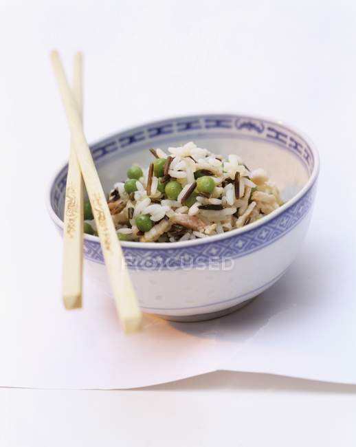 Rice with pork and peas — Stock Photo