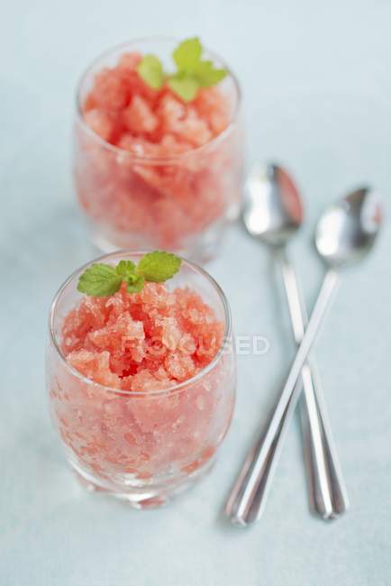 Blended watermelon served in glass — Stock Photo