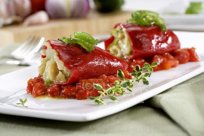 Peppers stuffed with cod — Stock Photo