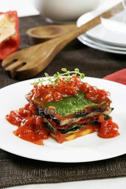 Grilled lasagne with vegetables — Stock Photo