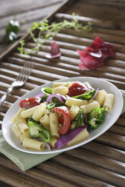 Макароны Ригатони с овощами — стоковое фото