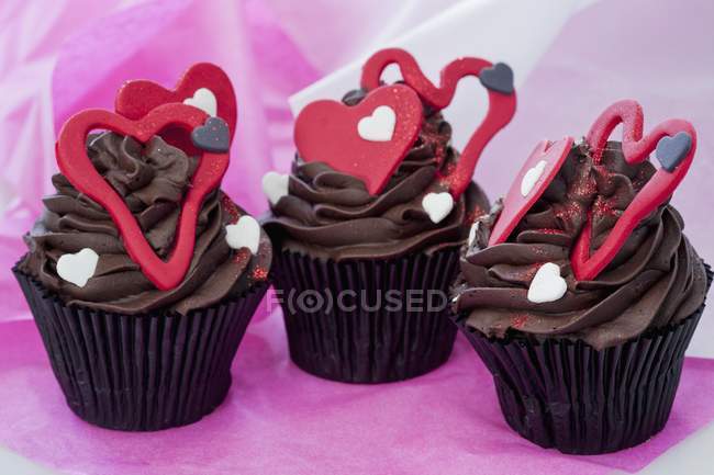 Dark chocolate cupcakes — Stock Photo