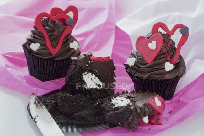 Dark chocolate cupcakes — Stock Photo