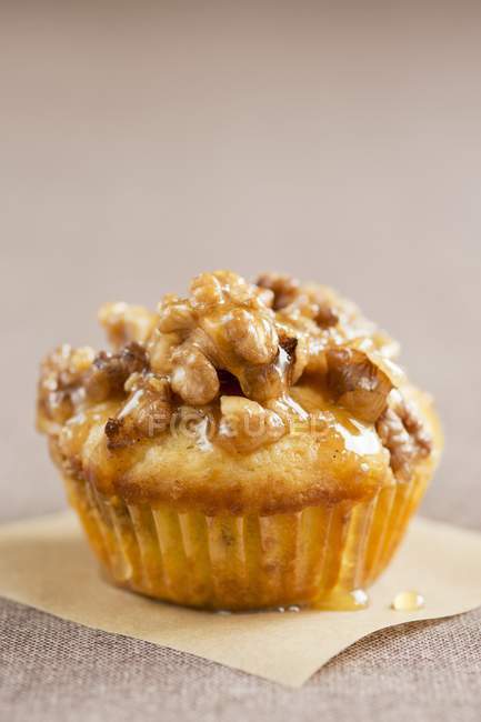 Cupcake with nuts and honey — Stock Photo