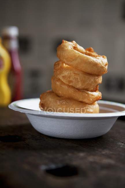 Anelli di cipolla fritti — Foto stock