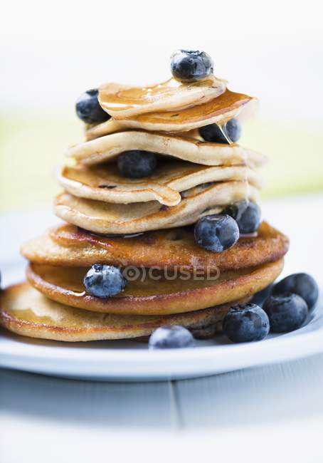 Stack of Pancakes with Fresh Blueberries — Stock Photo