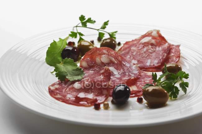 Tranches de salami paesano — Photo de stock