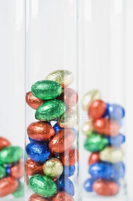 Colourful chocolate eggs — Stock Photo