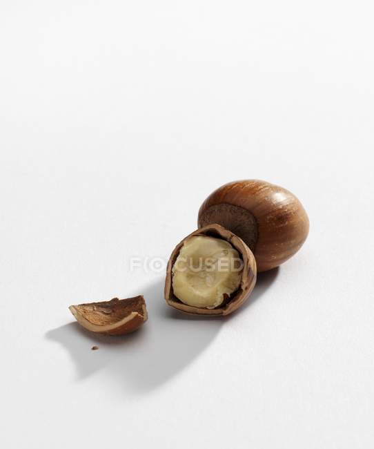 Whole and cracked hazelnuts — Stock Photo