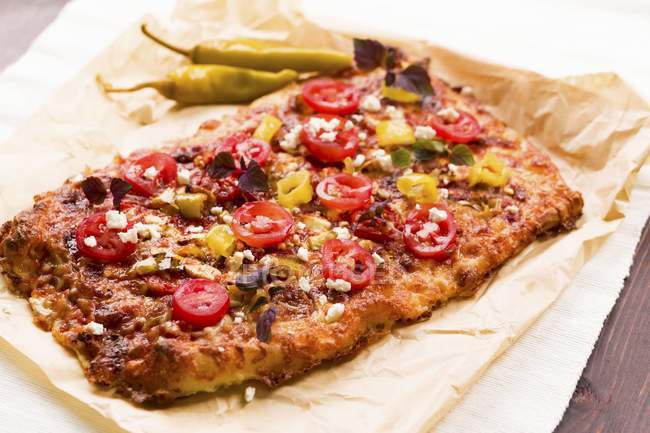 Pizza with hot peppers — Stock Photo