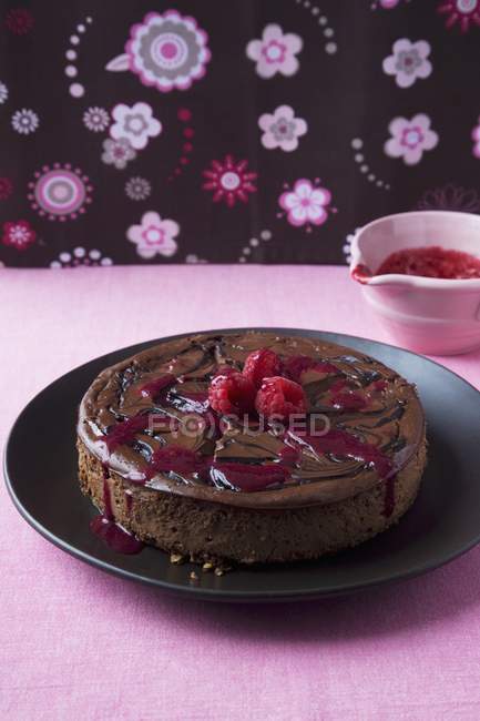 Chocolate Cake with Raspberries — Stock Photo