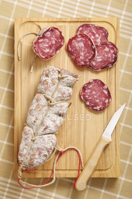 Partly Sliced Salami — Stock Photo