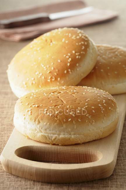 Trois petits pains au hamburger — Photo de stock