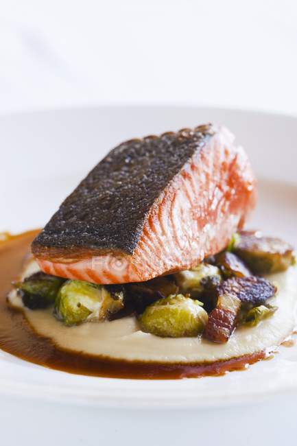 Artic Char with Sprouts — Stock Photo