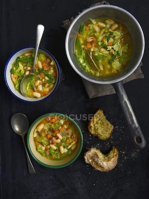 Italian country soup with white beans — Stock Photo