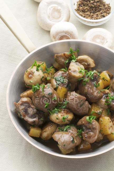 Kalbfleisch mit frischen Pilzen — Stockfoto
