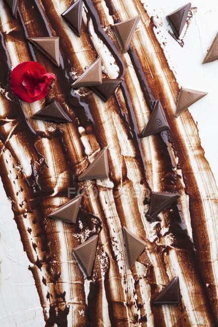 Chocolate dark and milk triangles — Stock Photo