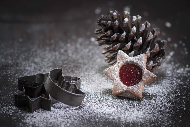 Christmas cookie with pine cone — Stock Photo