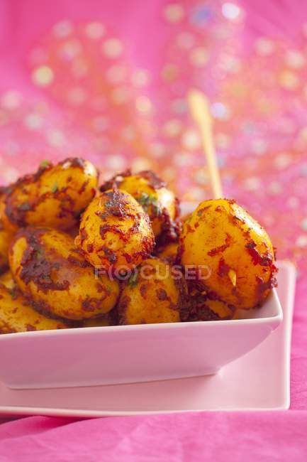 Fried new potatoes with piri piri — Stock Photo