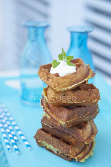 Triangular courgette waffles — Stock Photo