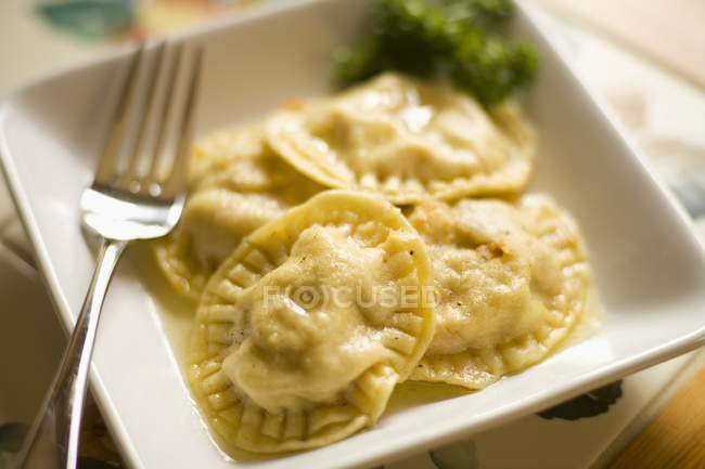 Ravioli-Pasta mit Pilzen — Stockfoto