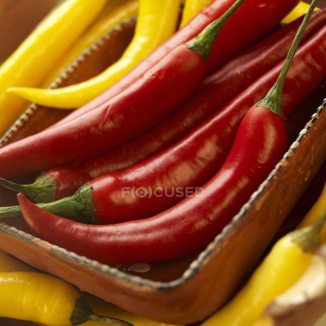 Rote und gelbe Chilischoten — Stockfoto