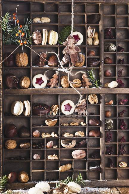 Caja de semillas con galletas - foto de stock