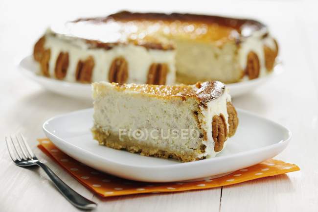 Southern Pecan Cheese Cake — Stock Photo