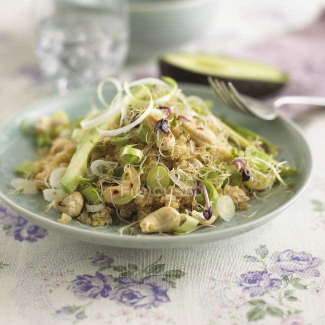 Quinoa salad with leek and cashew — Stock Photo
