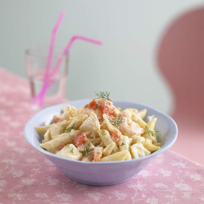 Penne pasta with cod — Stock Photo