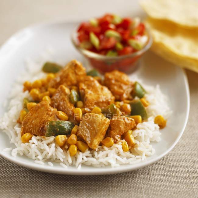 Chicken curry with rice — Stock Photo