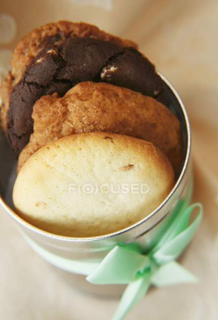 Cookies in Silver Tin — Stock Photo