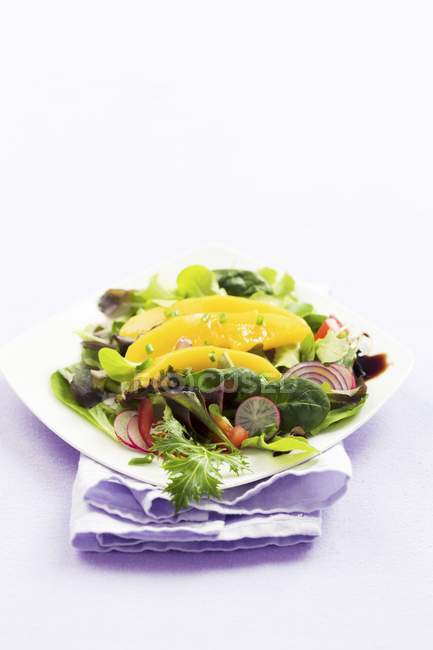 Gemischter Blattsalat mit Mango — Stockfoto