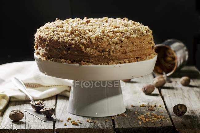 Honey cake with walnuts — Stock Photo