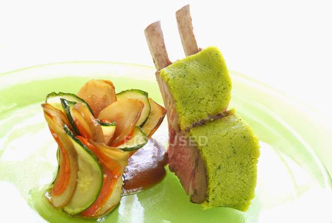 Lamb chops with a herb crust — Stock Photo