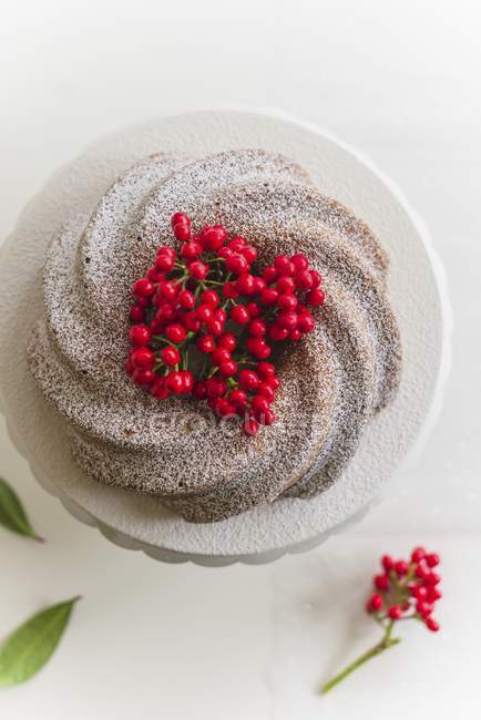 Bundt cake with berries — Stock Photo