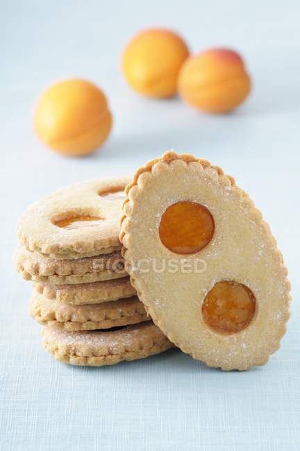Apricot biscuits stacked — Stock Photo
