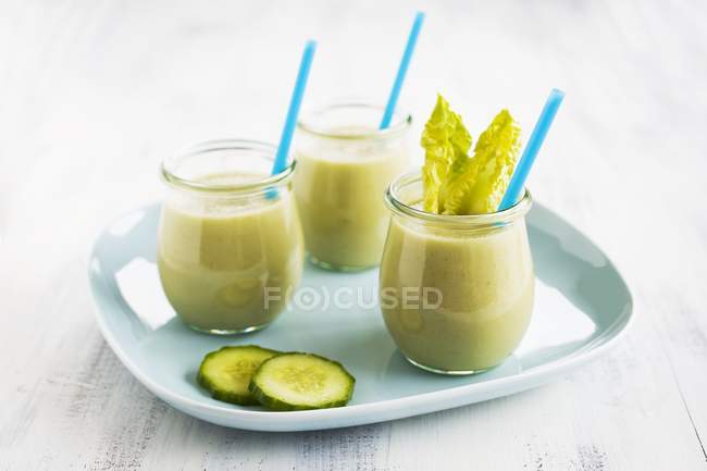 Vegetable smoothies in glasses — Stock Photo
