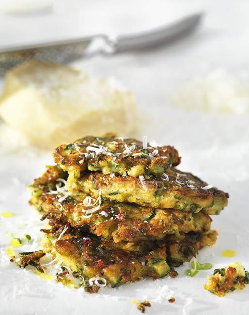 Stack of courgette cakes — Stock Photo