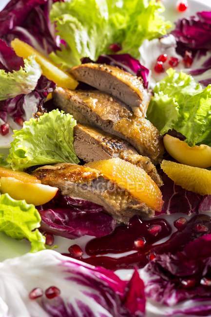 Salad with duck breast — Stock Photo
