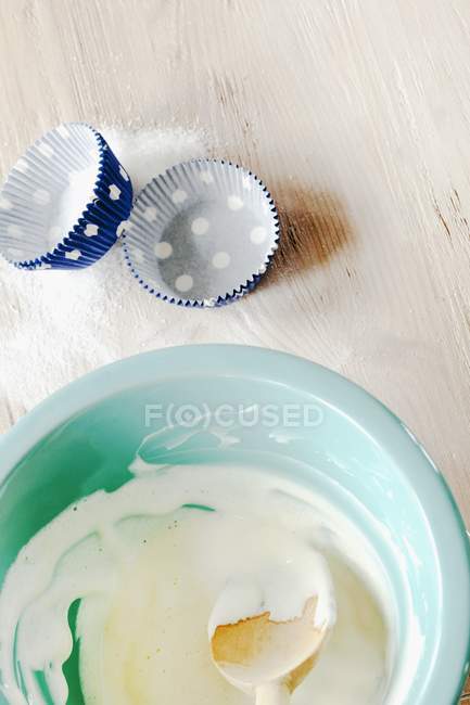 Cheesecake mixture in bowl — Stock Photo