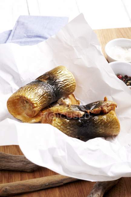 Smoked roll herring — Stock Photo