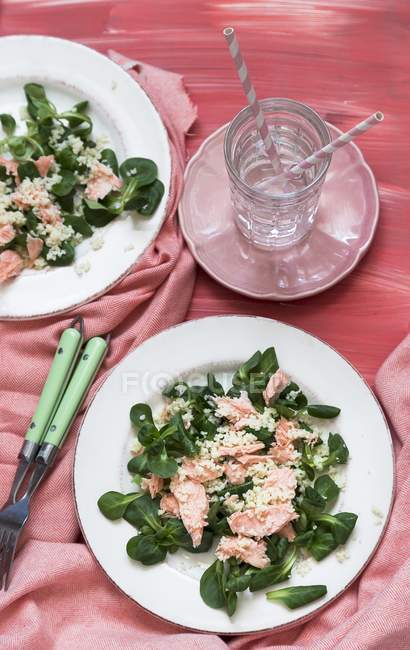 Salmon salad with couscous — Stock Photo
